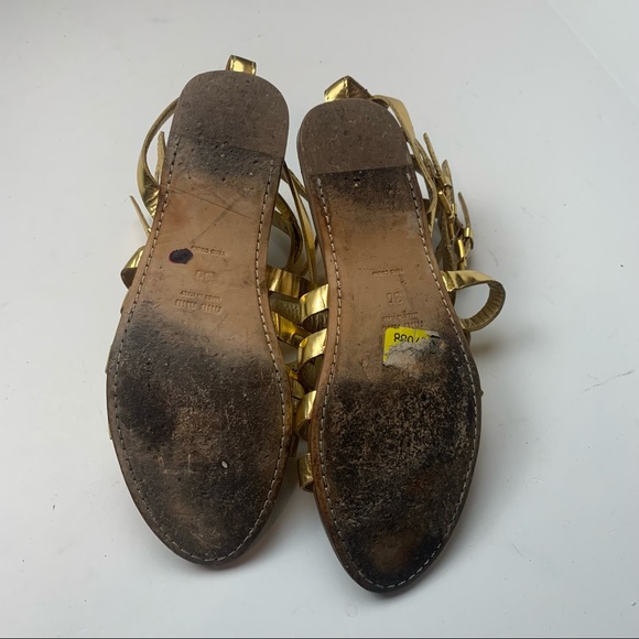 Miu Miu Gold Metallic Gladiator Sandals Size 6 - Picture 13 of 16